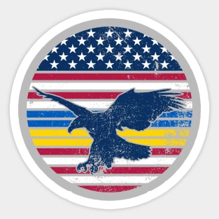 Ukraine and American Flag with Eagle Sticker